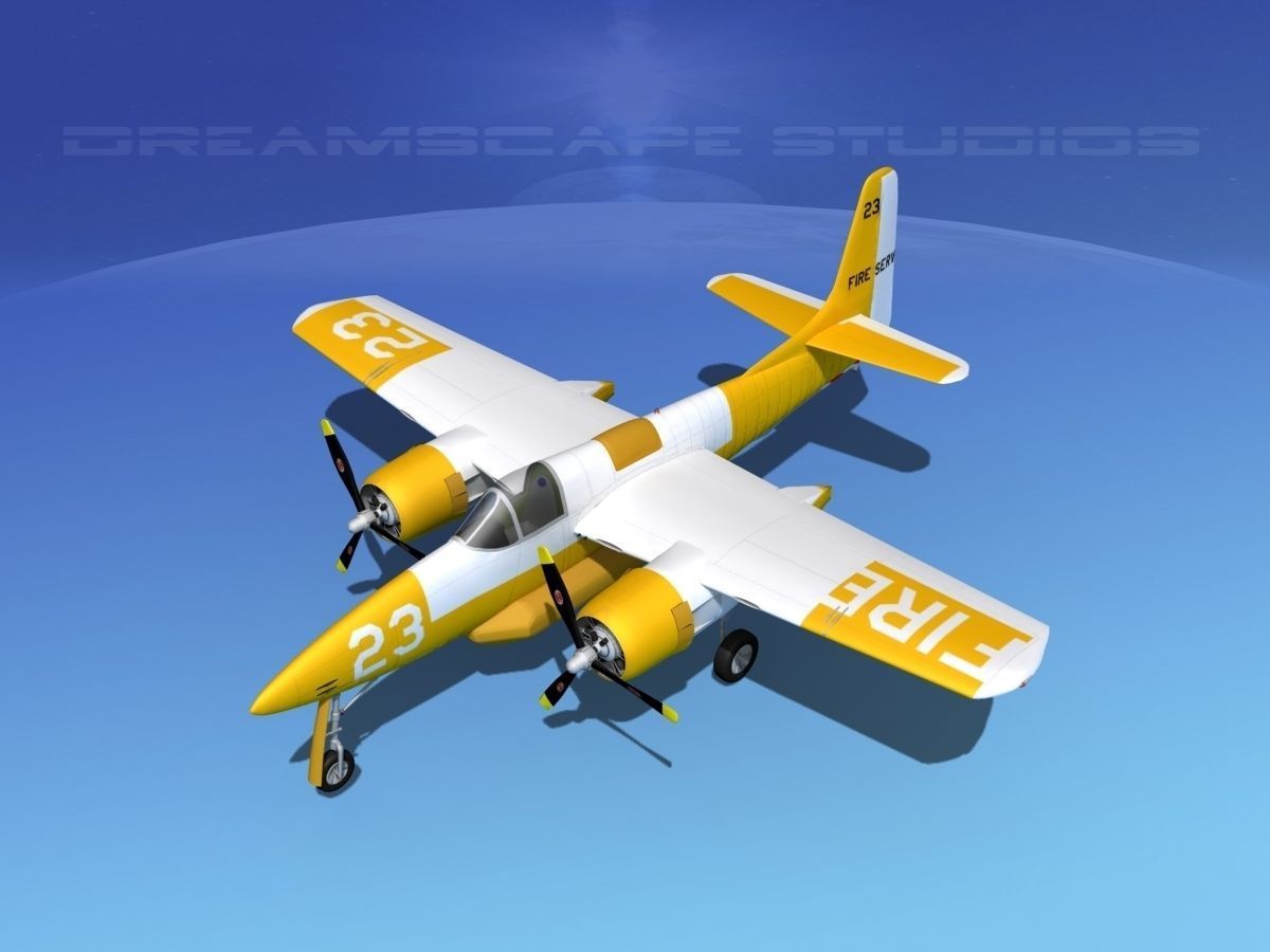 Grumman F7F Tigercat V09 3D model_10