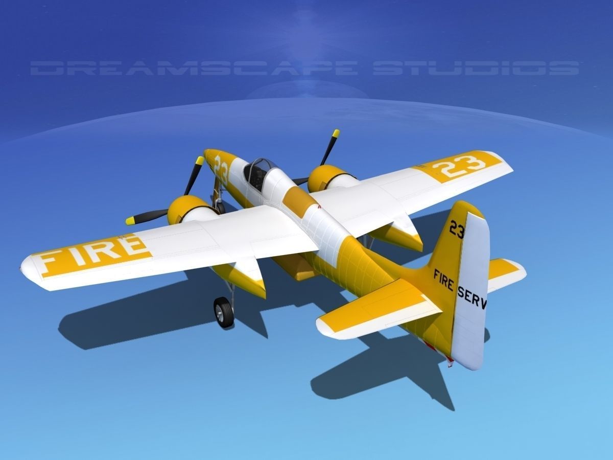 Grumman F7F Tigercat V09 3D model_7