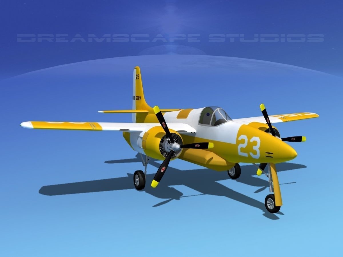 Grumman F7F Tigercat V09 3D model_2