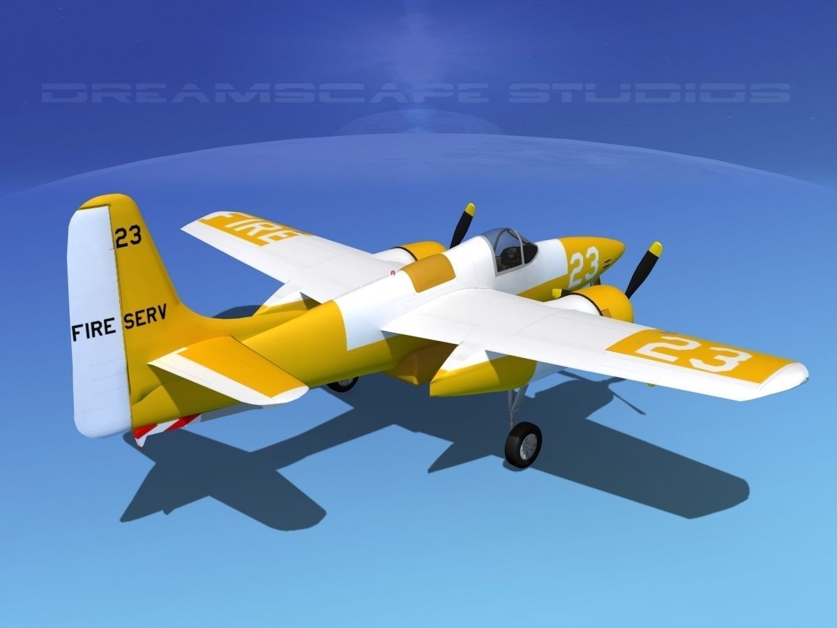 Grumman F7F Tigercat V09 3D model_5