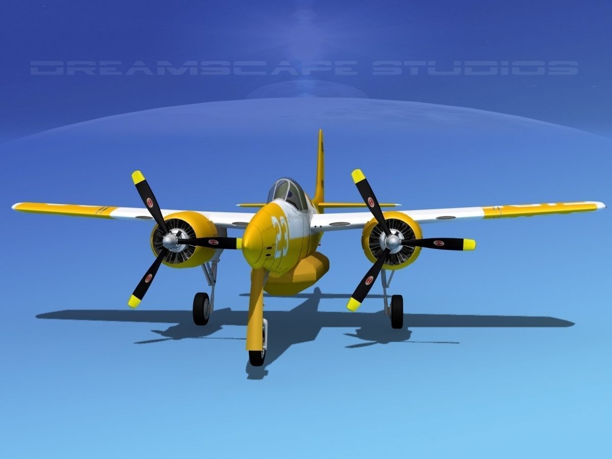 Grumman F7F Tigercat V09 3D model_1