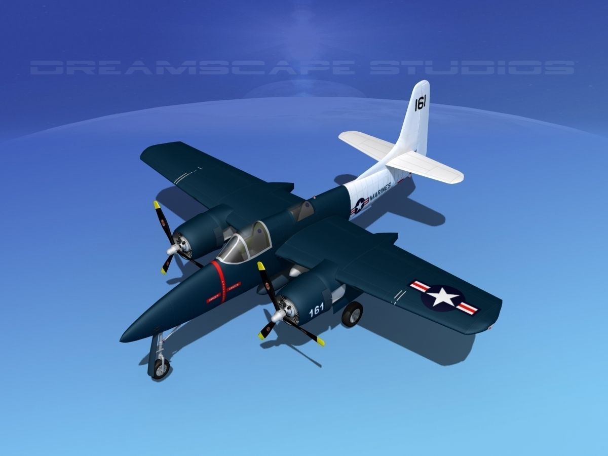 Grumman F7F Tigercat V10 3D model_8
