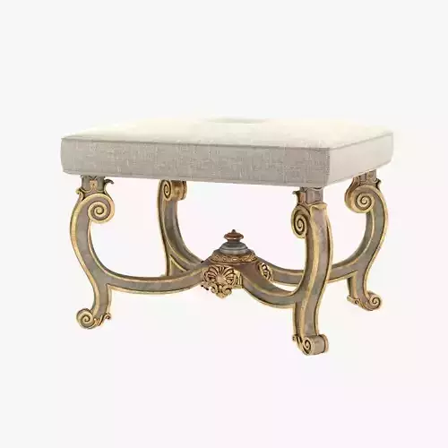 Baroque Style Carved Bench 3D model