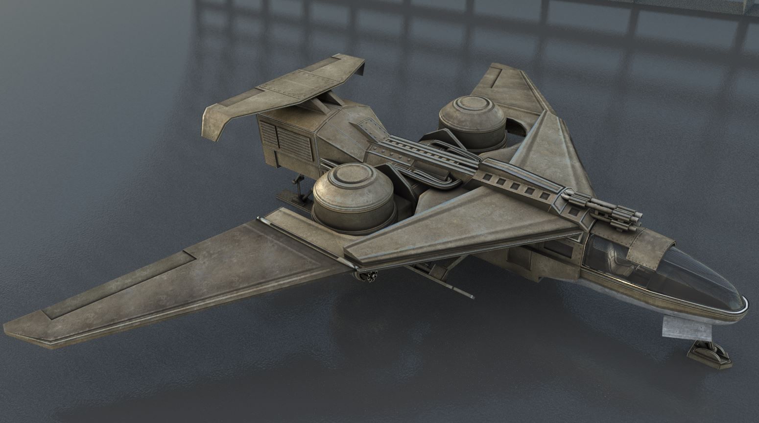 Futuristic Combat Jet Rigged Free low-poly 3D model_19