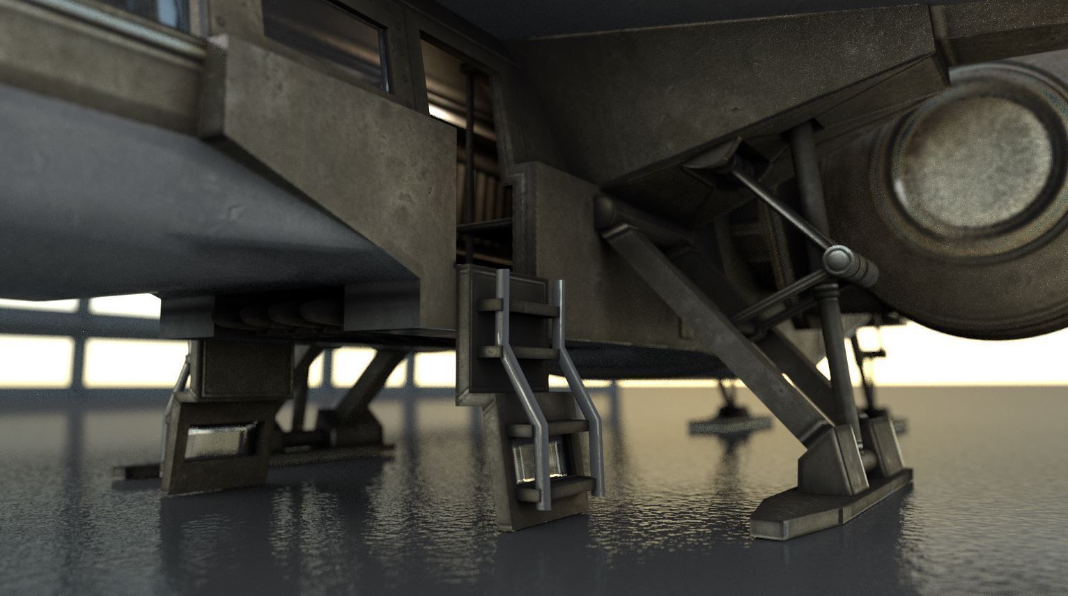 Futuristic Combat Jet Rigged Free low-poly 3D model_23