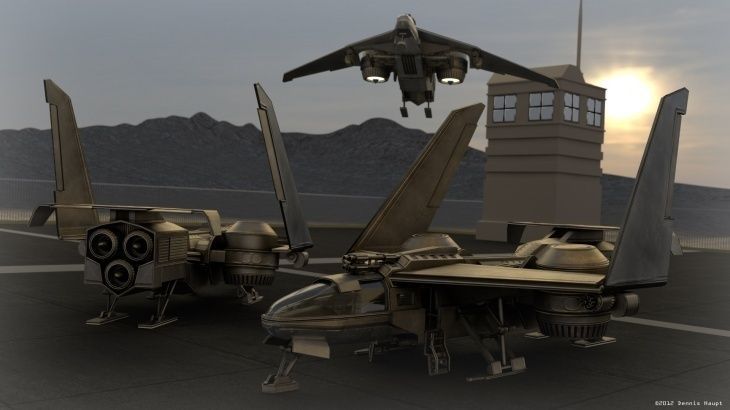 Futuristic Combat Jet Rigged Free low-poly 3D model_22