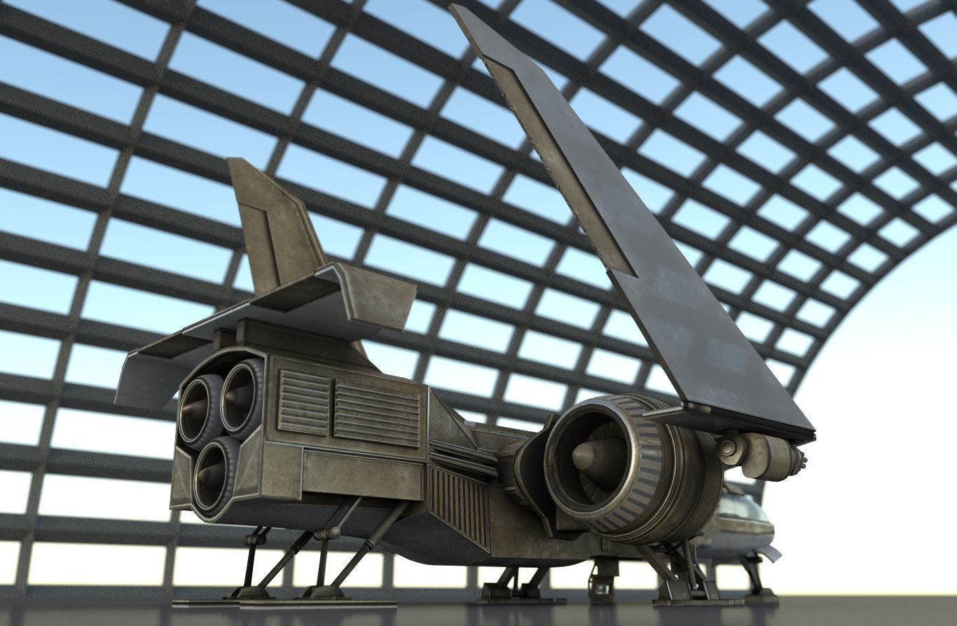 Futuristic Combat Jet Rigged Free low-poly 3D model_4