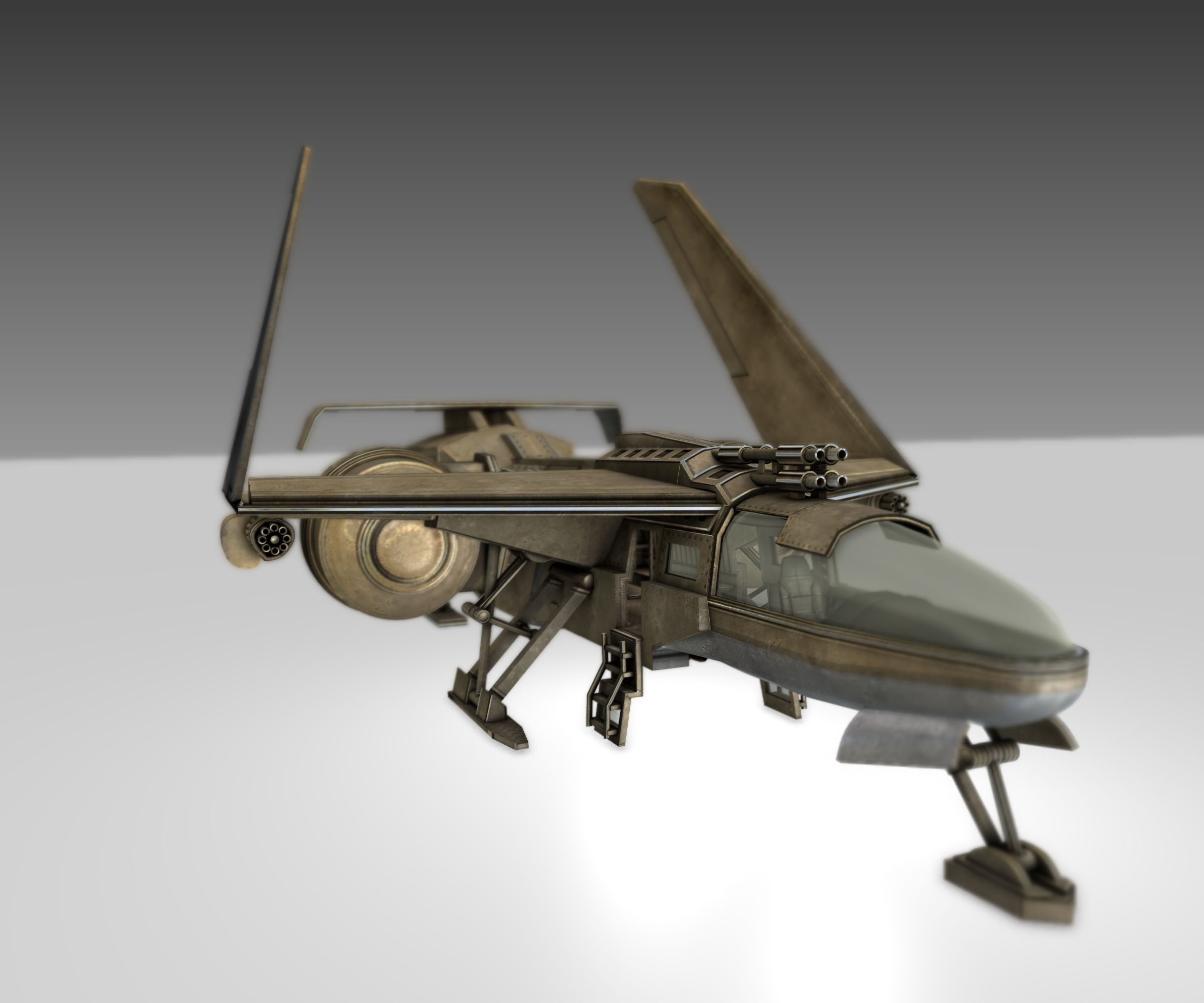 Futuristic Combat Jet Rigged Free low-poly 3D model_25