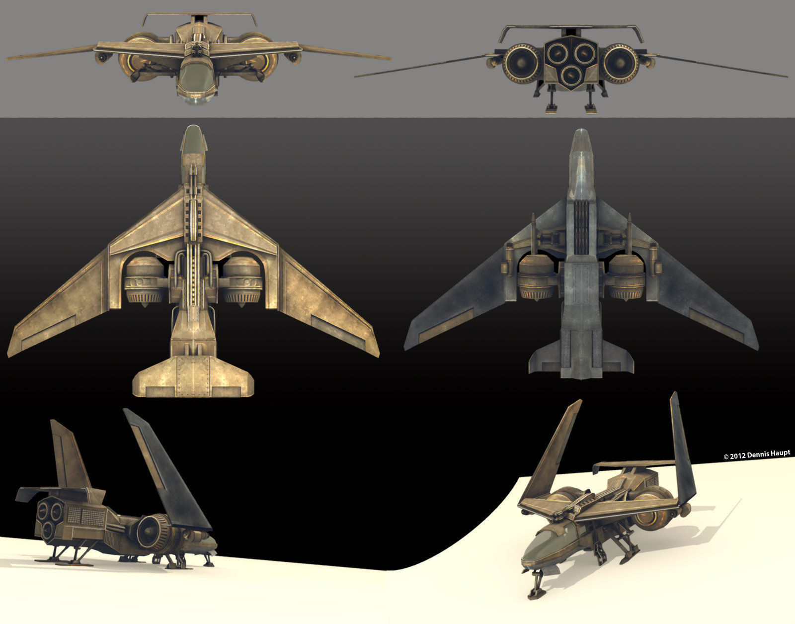Futuristic Combat Jet Rigged Free low-poly 3D model_18