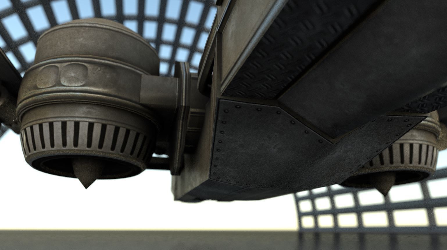 Futuristic Combat Jet Rigged Free low-poly 3D model_15