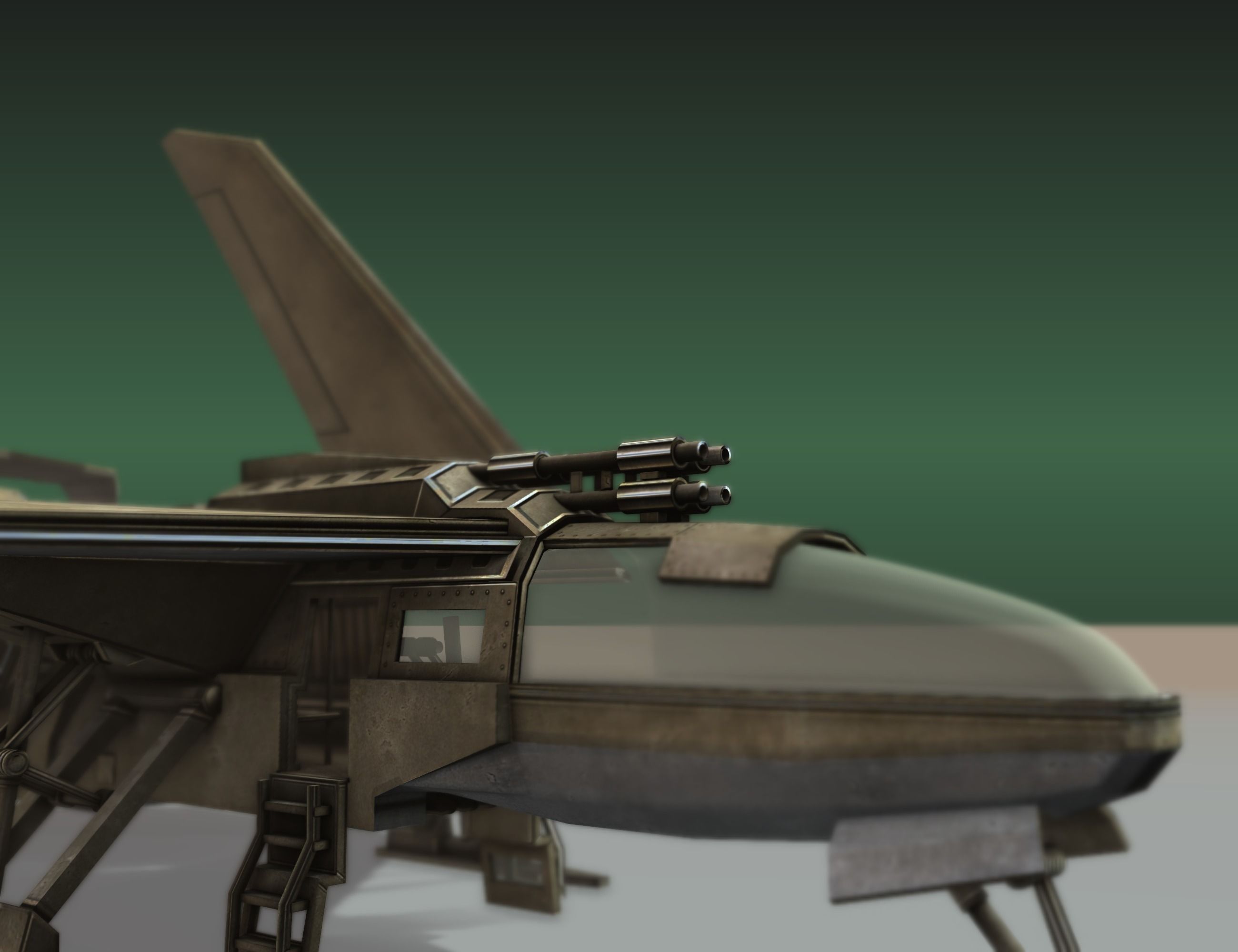Futuristic Combat Jet Rigged Free low-poly 3D model_123