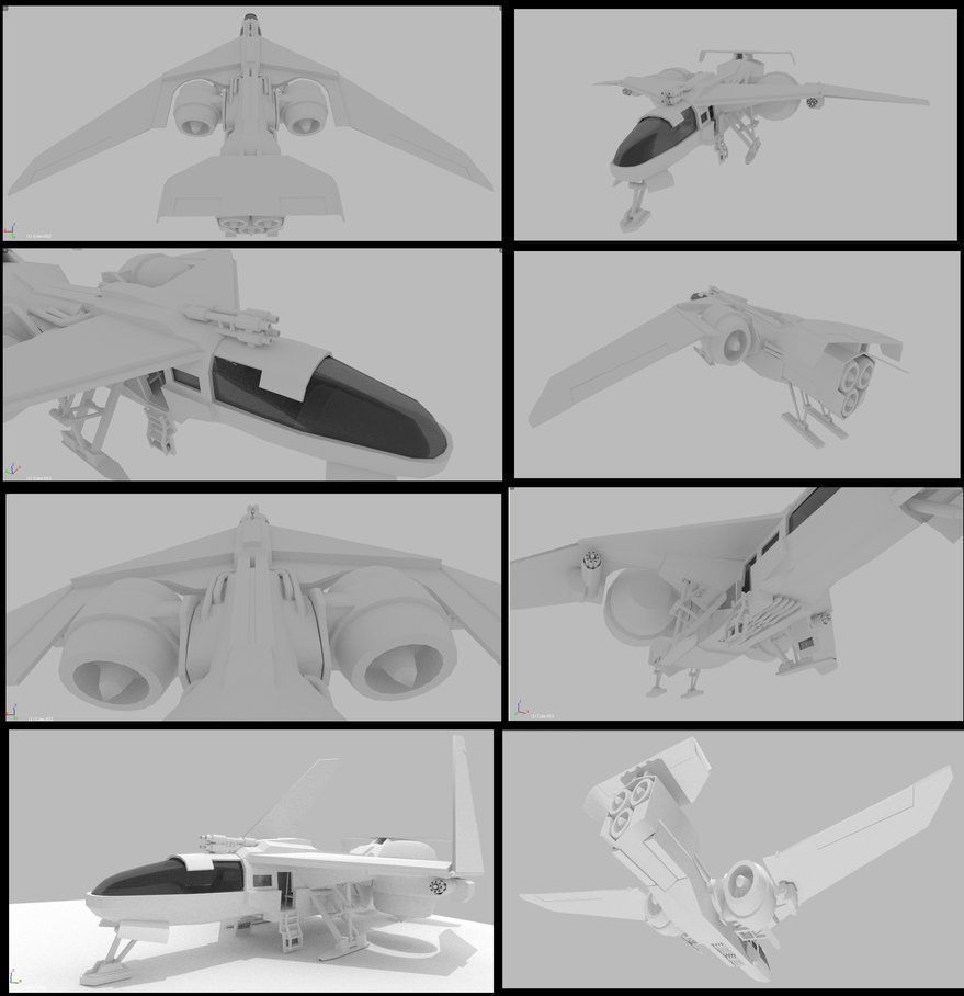 Futuristic Combat Jet Rigged Free low-poly 3D model_26