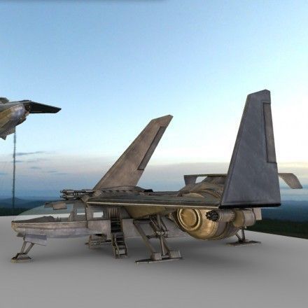 Futuristic Combat Jet Rigged Free low-poly 3D model_14