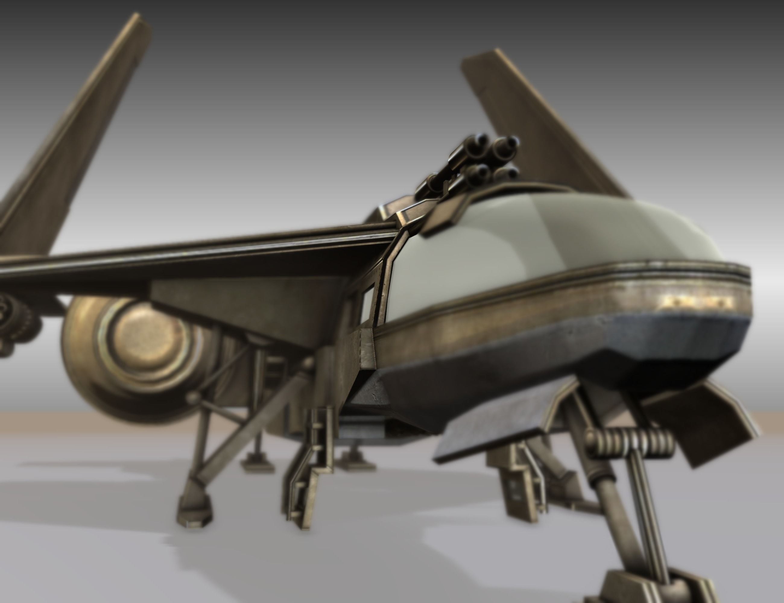 Futuristic Combat Jet Rigged Free low-poly 3D model_34