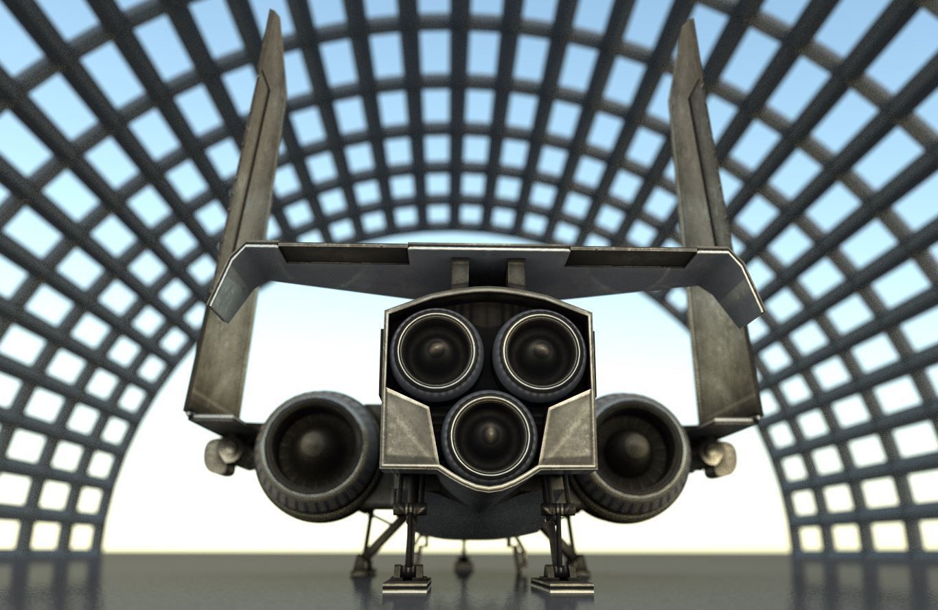 Futuristic Combat Jet Rigged Free low-poly 3D model_7