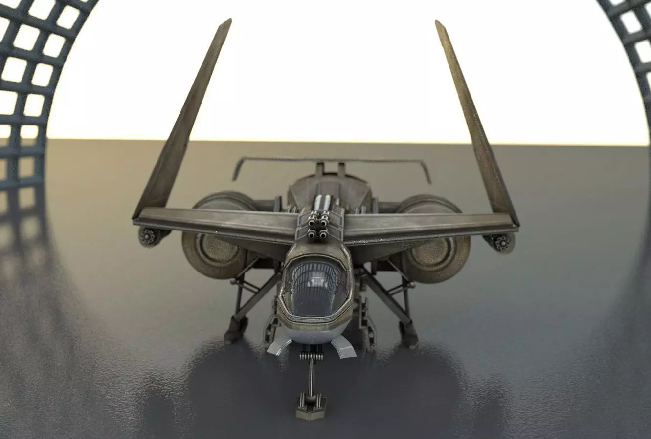 Futuristic Combat Jet Rigged Free low-poly 3D model_0