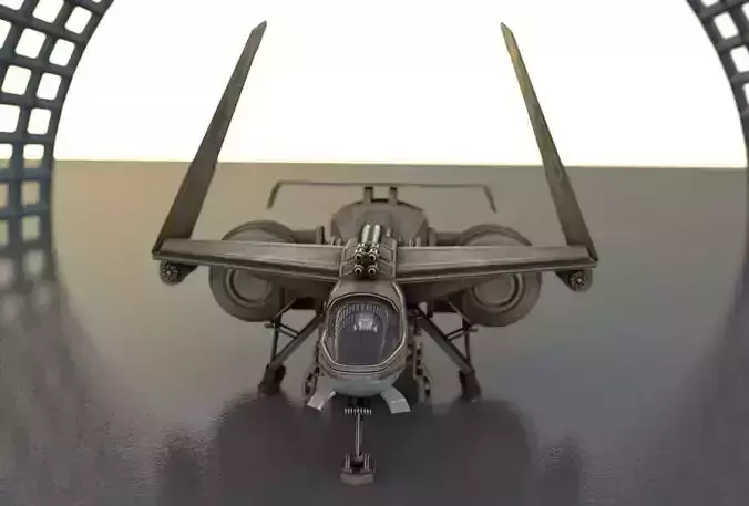 Futuristic Combat Jet Rigged Free low-poly 3D model