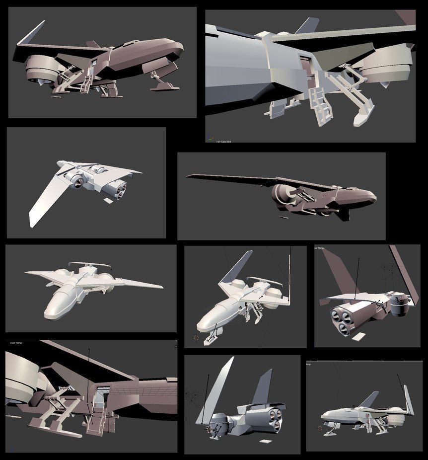 Futuristic Combat Jet Rigged Free low-poly 3D model_10