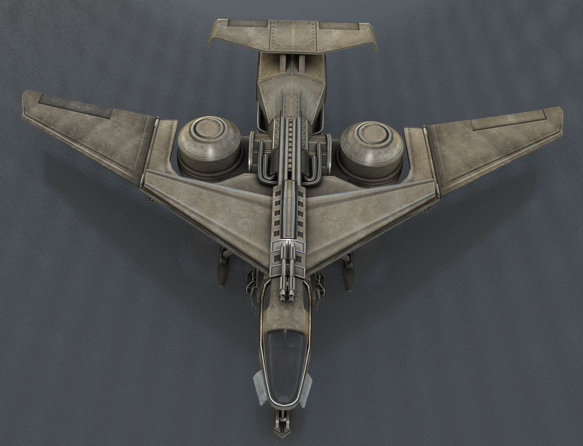 Futuristic Combat Jet Rigged Free low-poly 3D model_12
