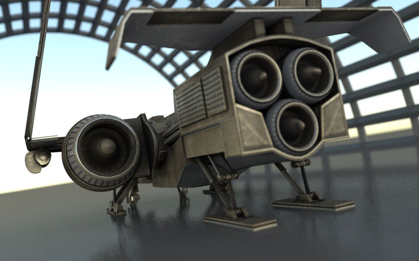Futuristic Combat Jet Rigged Free low-poly 3D model_5
