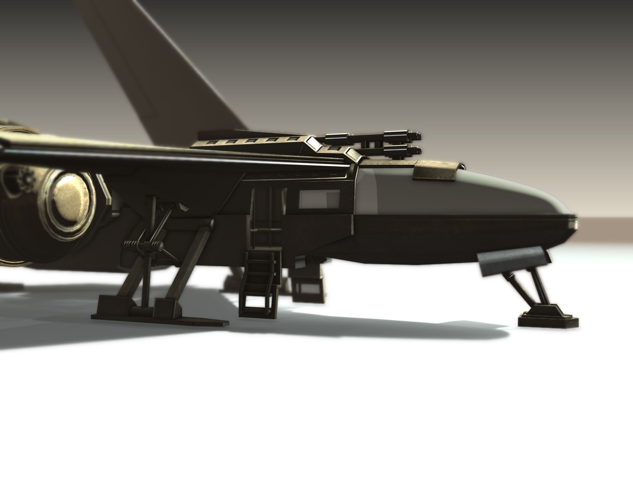 Futuristic Combat Jet Rigged Free low-poly 3D model_116