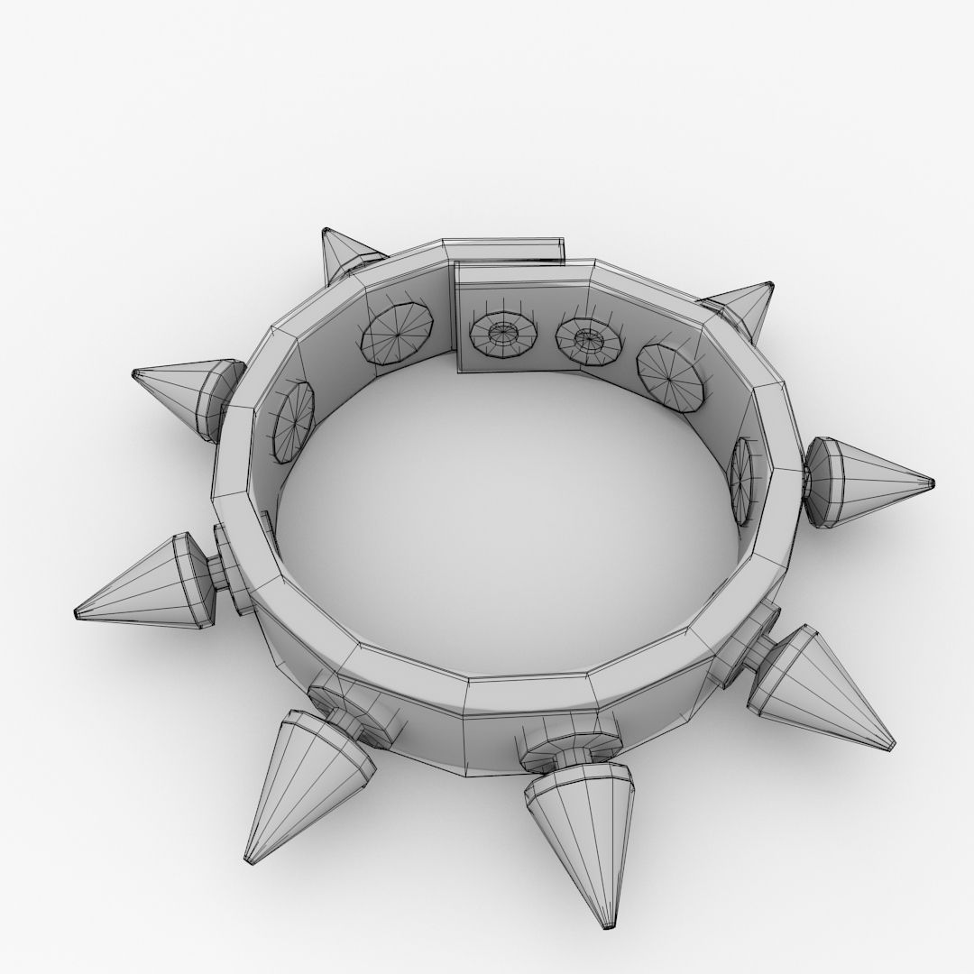 Spike Punk Bracelet 3D model_4