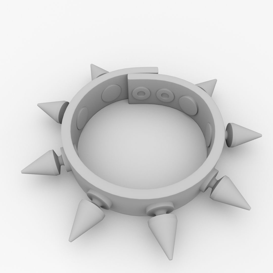 Spike Punk Bracelet 3D model_3
