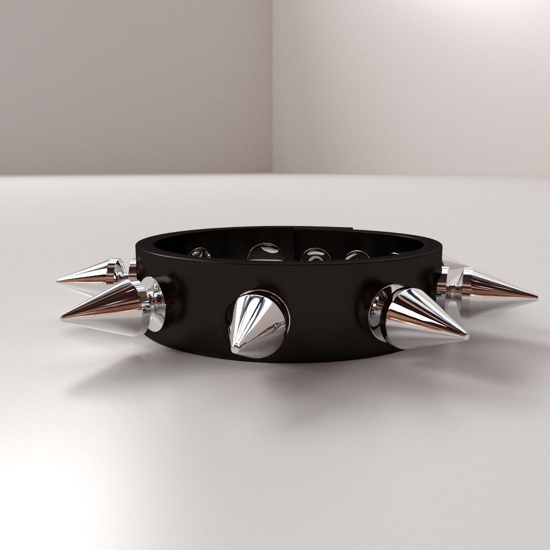 Spike Punk Bracelet 3D model_2