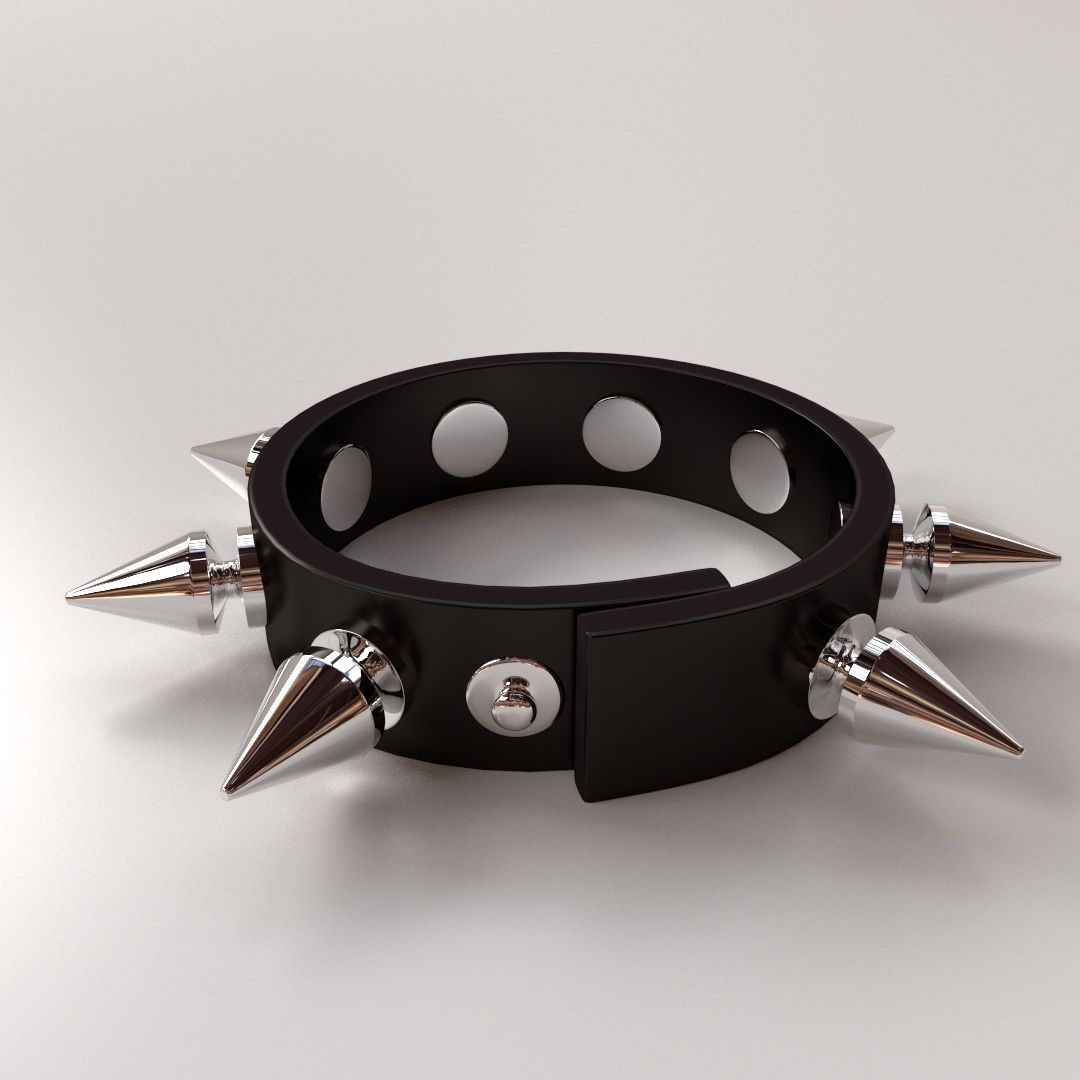 Spike Punk Bracelet 3D model_1
