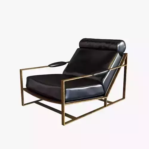 milo baughman rare bronze frame black leather lounge chair 3D model