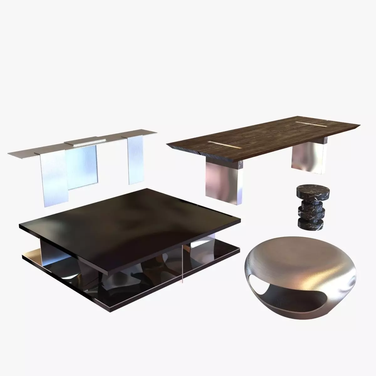 Tables Collection set of and chairs 3D model_0