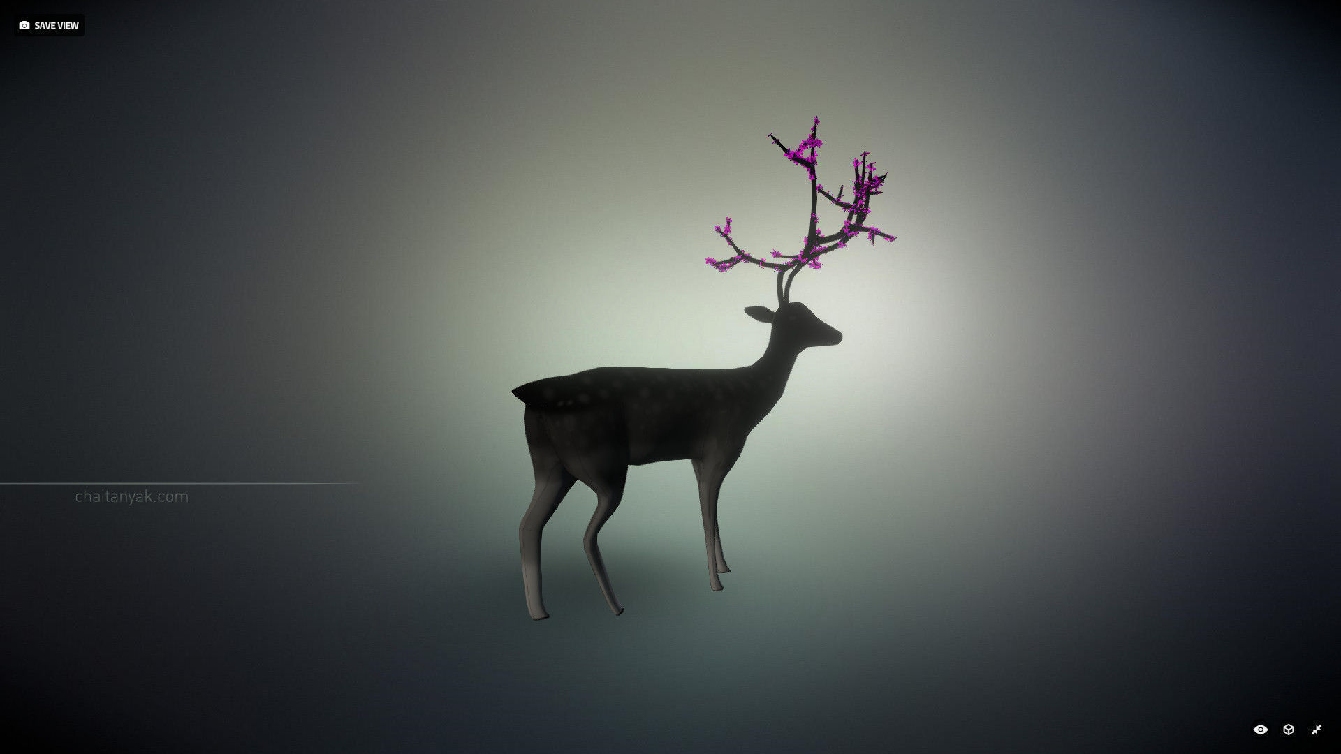Deer with Flowers 3D model_1