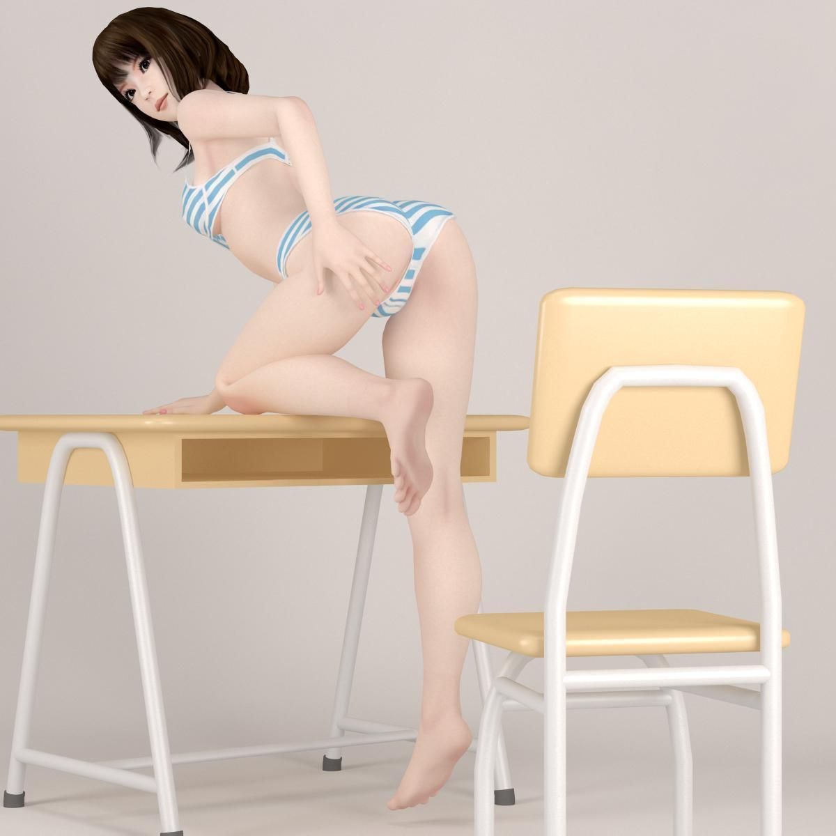 Mariko schoolgirl pose 07 3D model_9