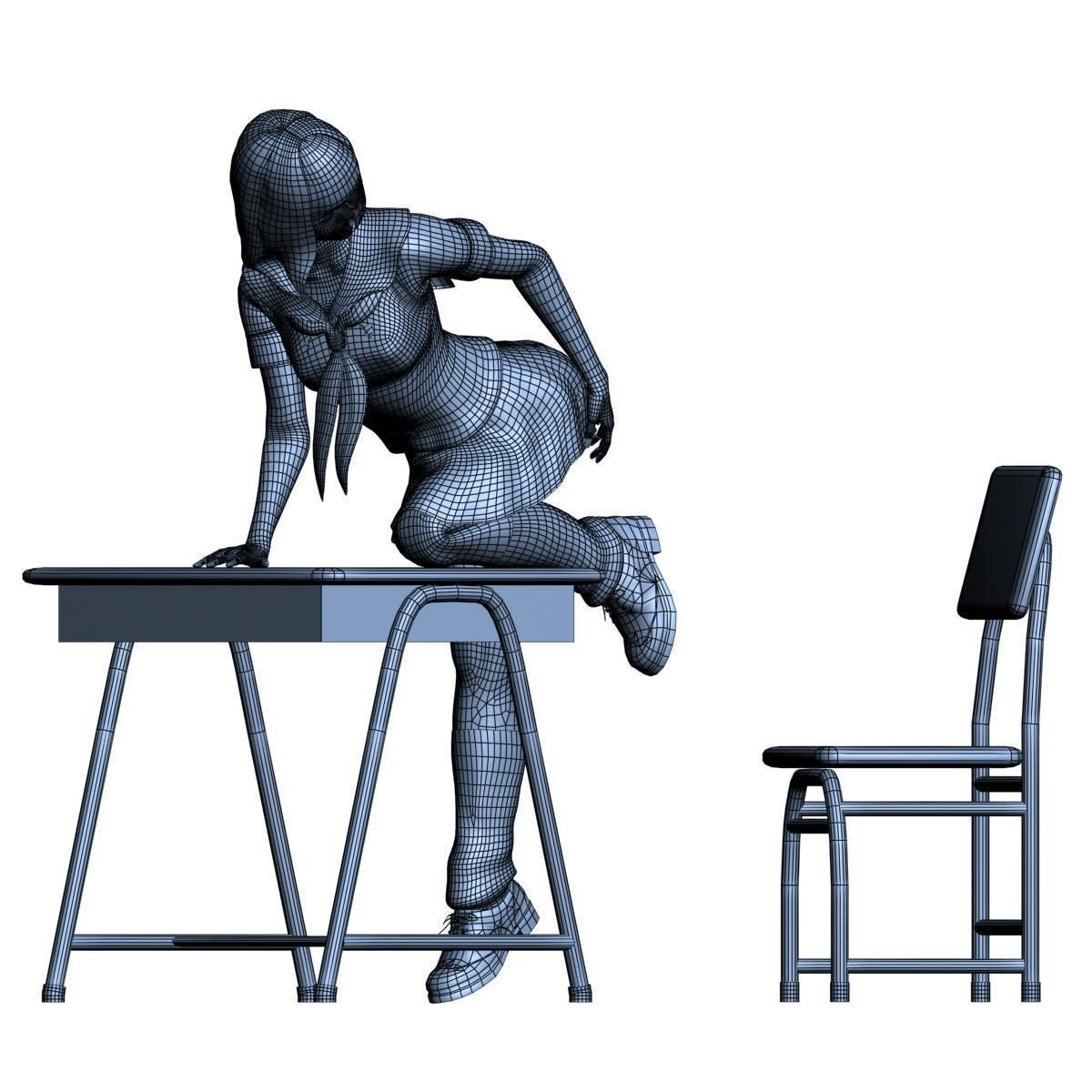 Mariko schoolgirl pose 07 3D model_11