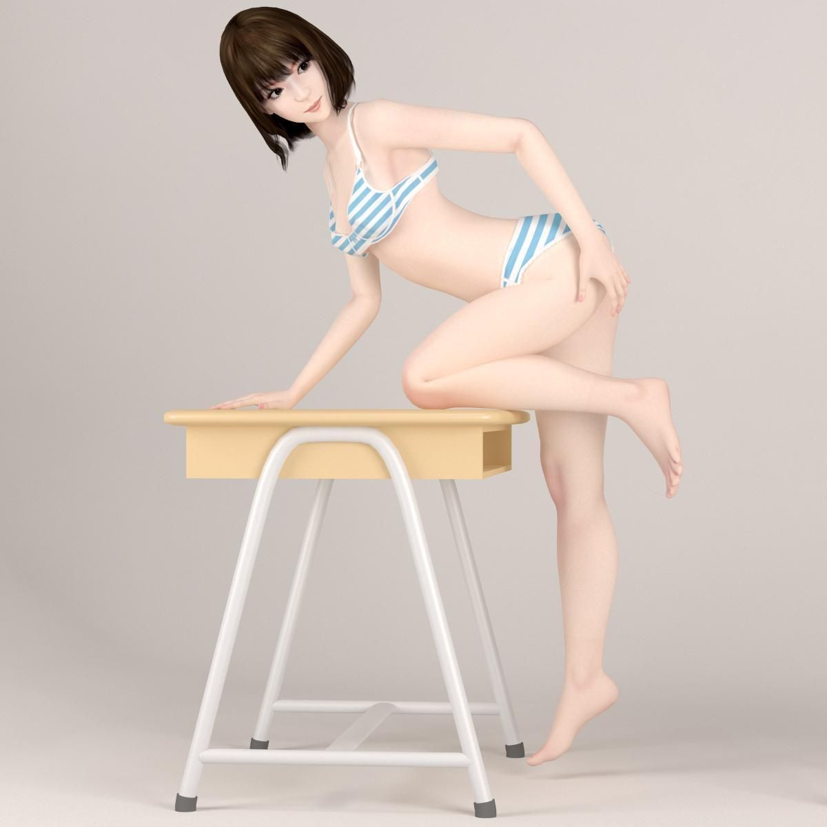 Mariko schoolgirl pose 07 3D model_6