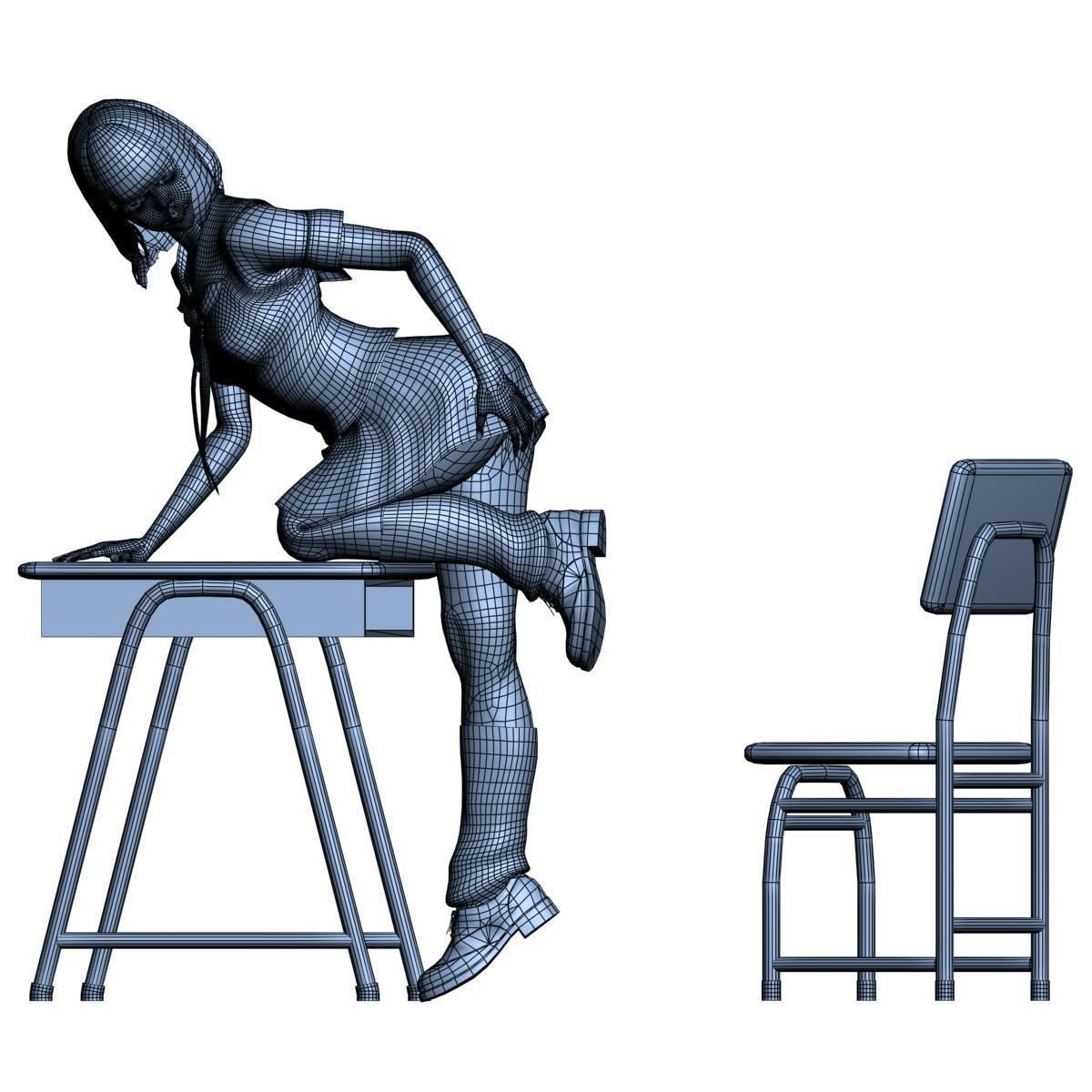 Mariko schoolgirl pose 07 3D model_12