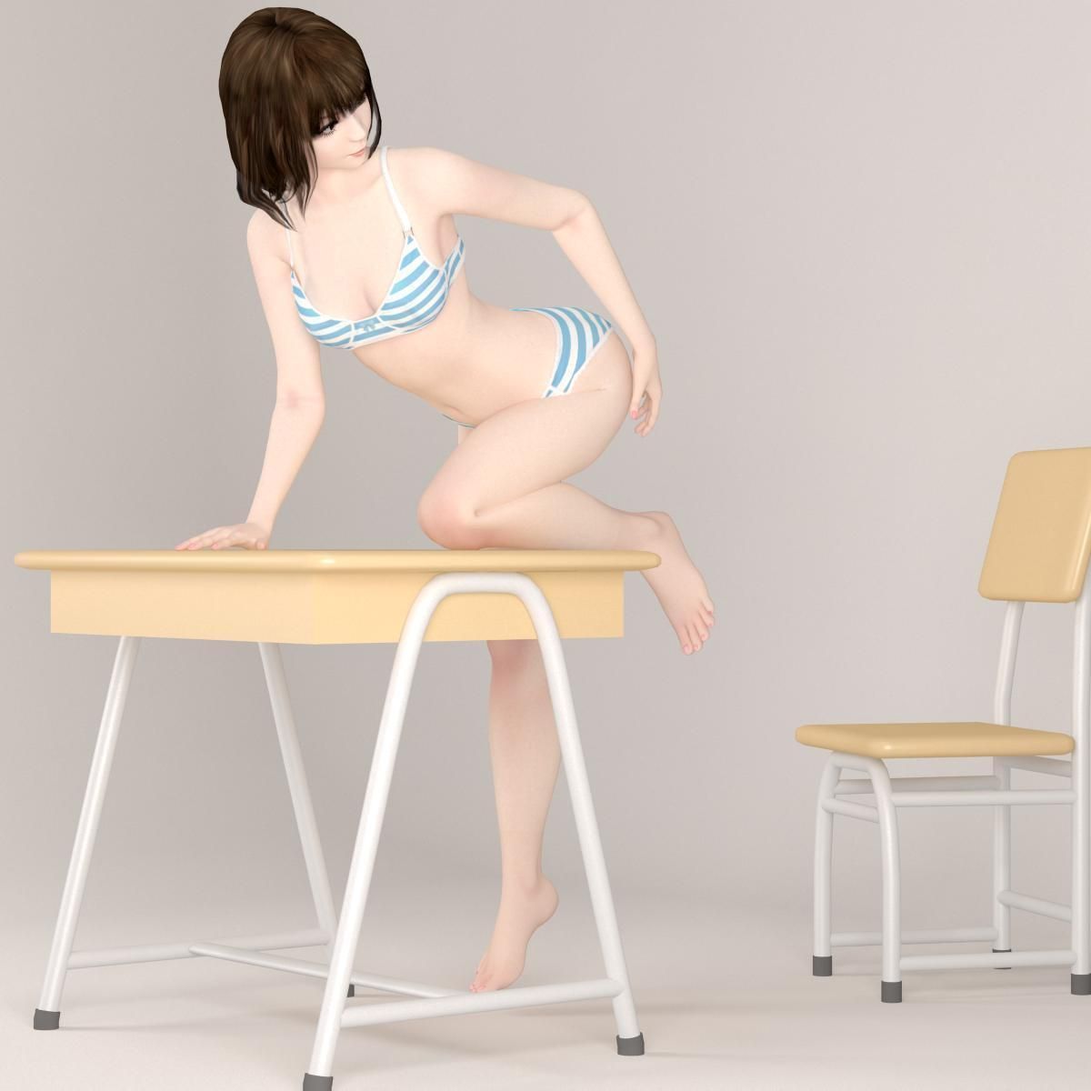 Mariko schoolgirl pose 07 3D model_3