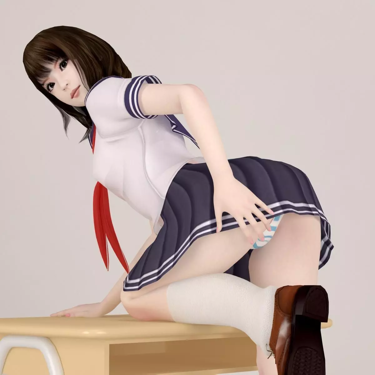 Mariko schoolgirl pose 07 3D model_0