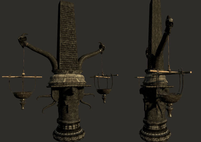 Massive Fantasy Torchholder Low-poly 3D model_1