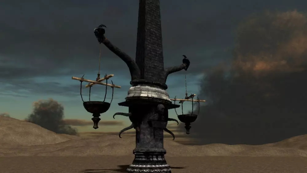 Massive Fantasy Torchholder Low-poly 3D model_0