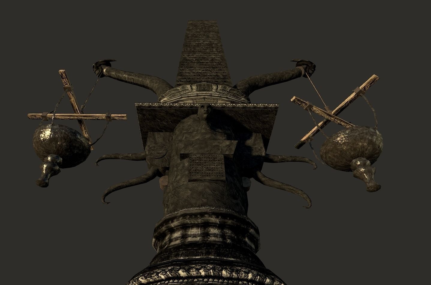 Massive Fantasy Torchholder Low-poly 3D model_2