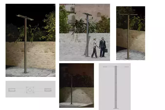 pedestrian street light Low-poly 3D model