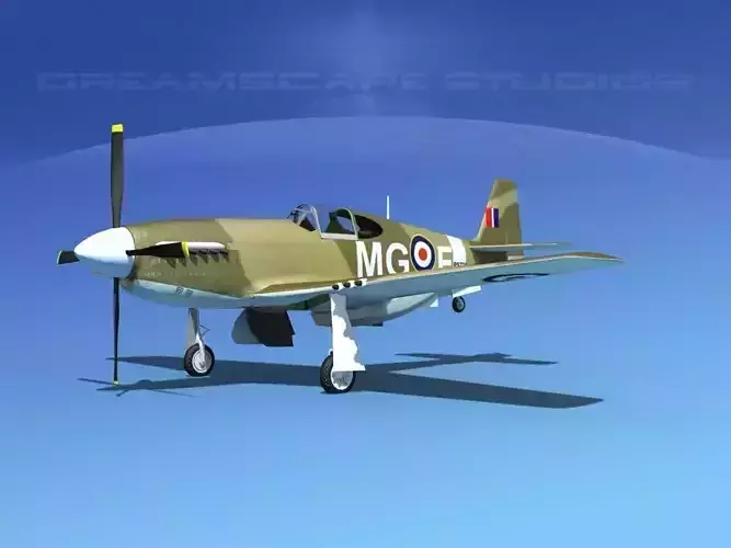 North American Mustang X RAF V04 3D model