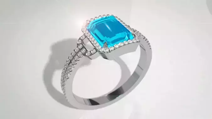 Ring render topaz with diamonds