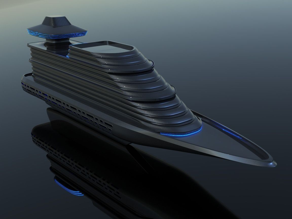 Futuristic Ship  3D model_2