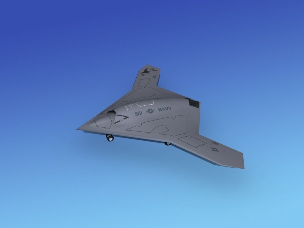 X-47B UCAS 1 Low-poly 3D model_7