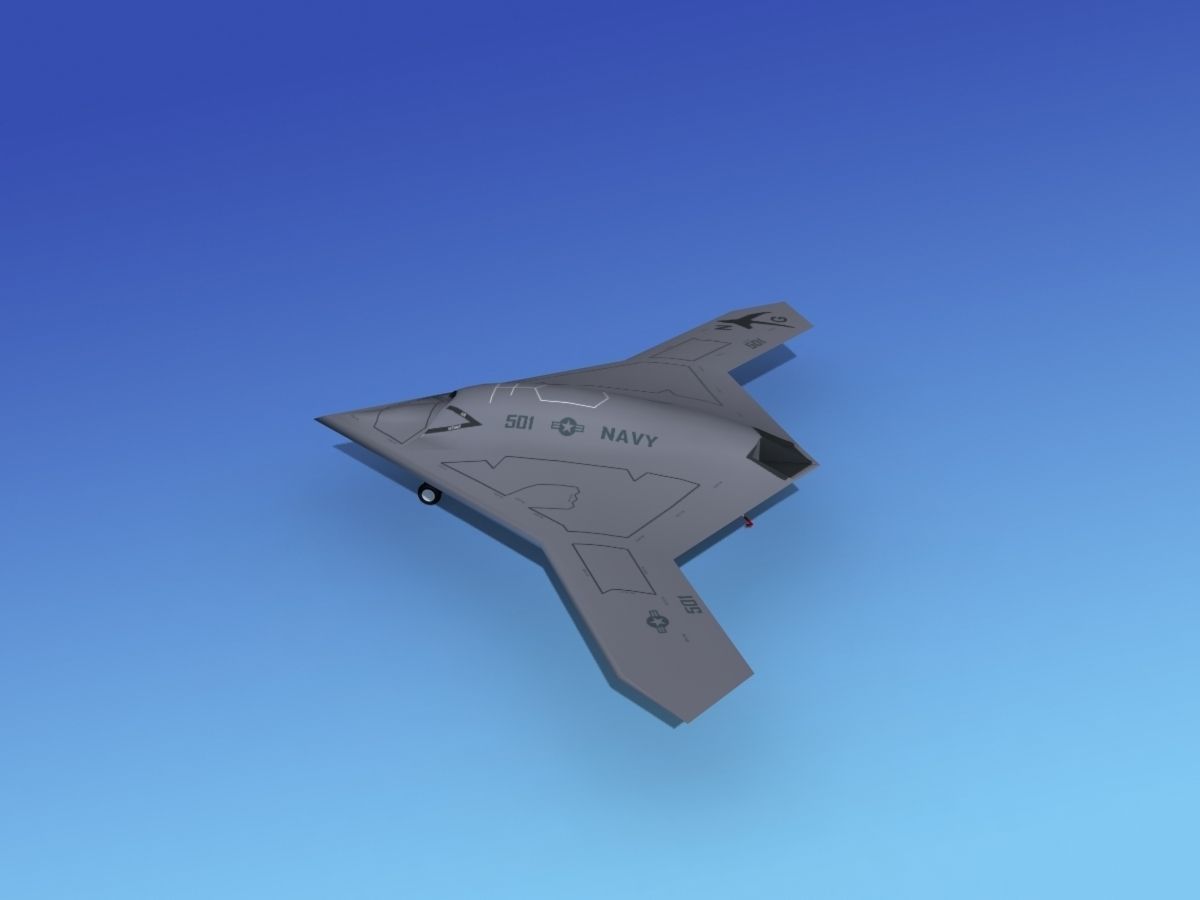 X-47B UCAS 1 Low-poly 3D model_6