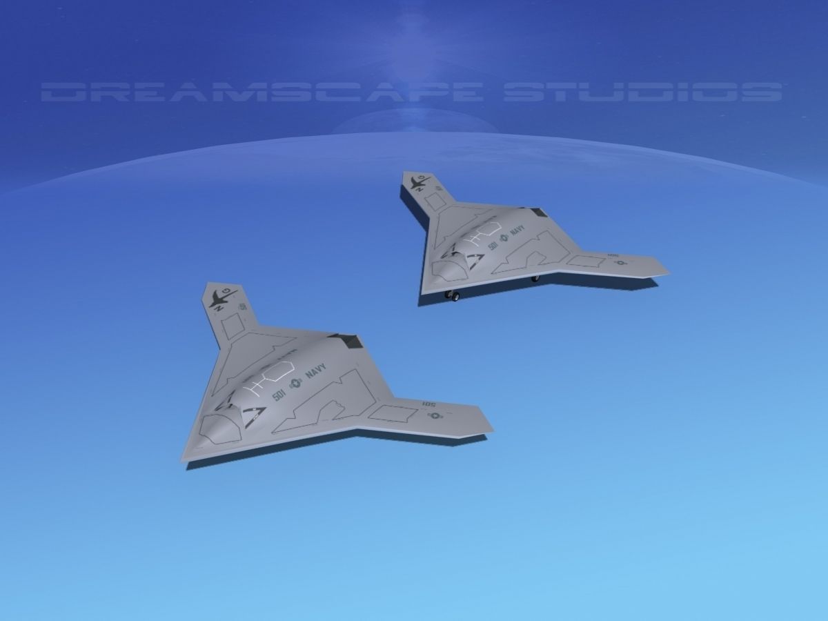 X-47B UCAS 2 Low-poly 3D model_10