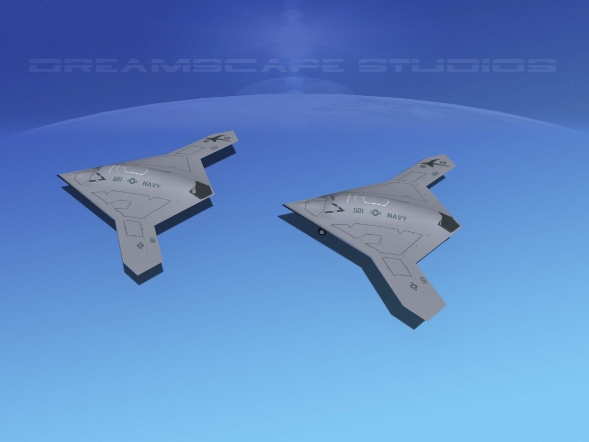 X-47B UCAS 2 Low-poly 3D model_8