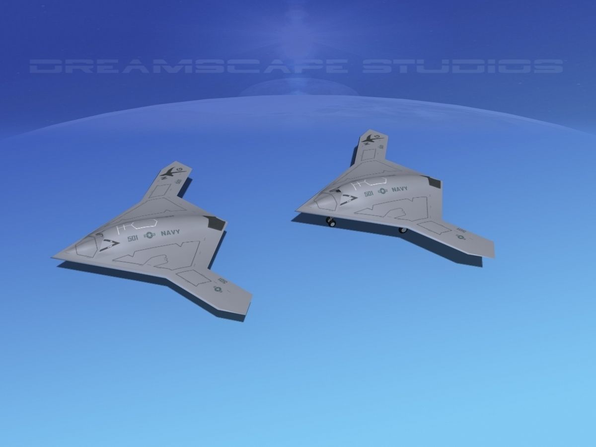 X-47B UCAS 2 Low-poly 3D model_9